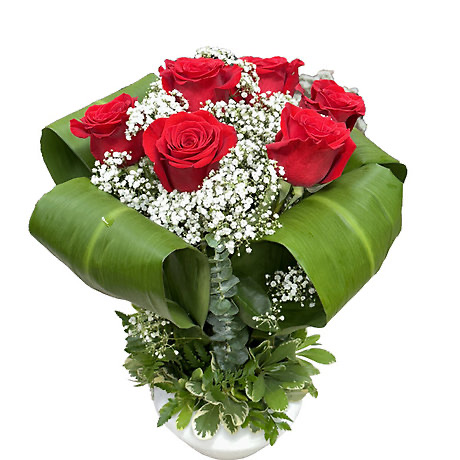 Red roses ti-leaf wrap